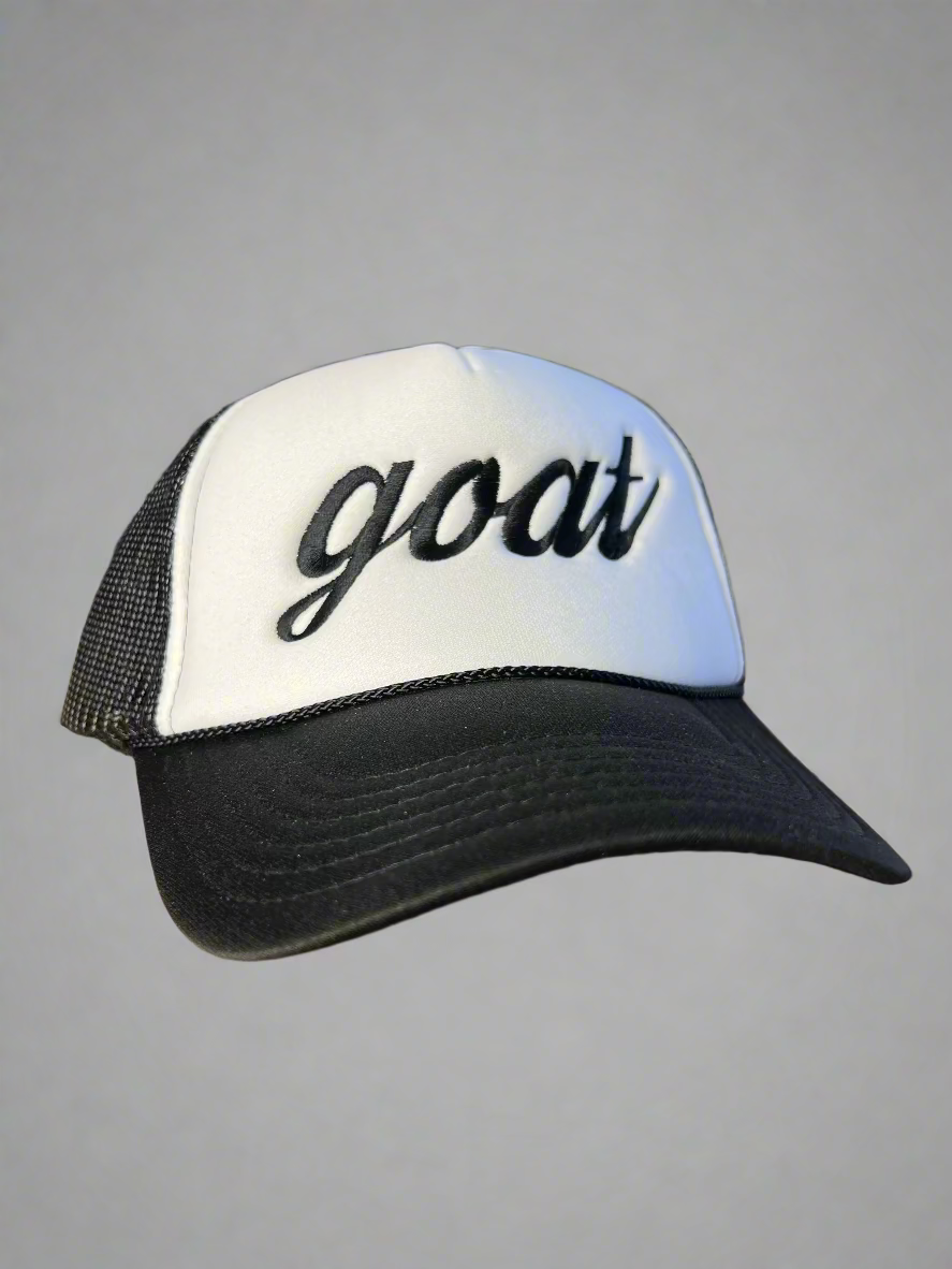 Street Staples Script Black & White Embroidered Snapback Trucker Hat