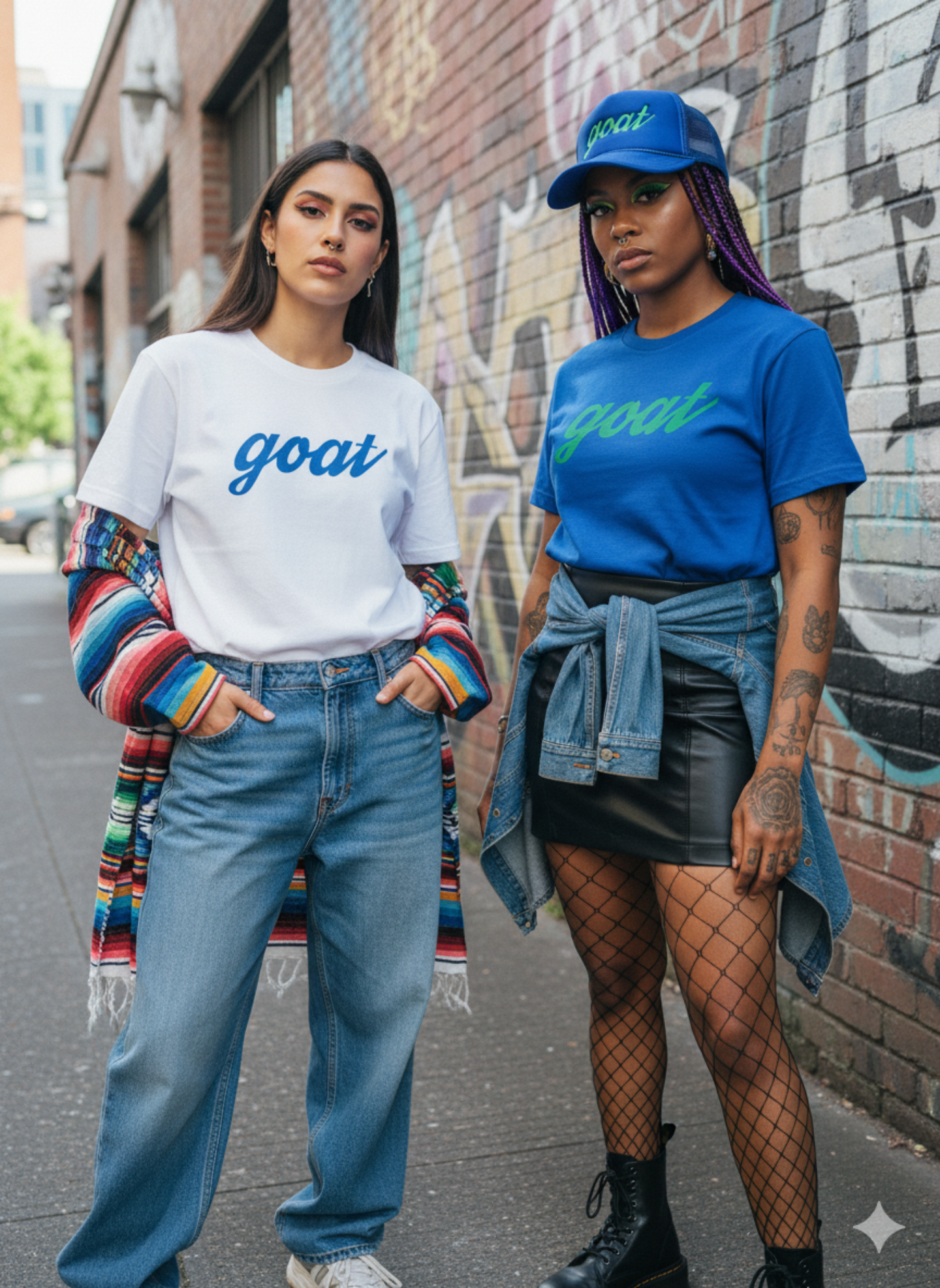 Goat Street Goods Blue & Green Script Series “goat” Short Sleeve Tee