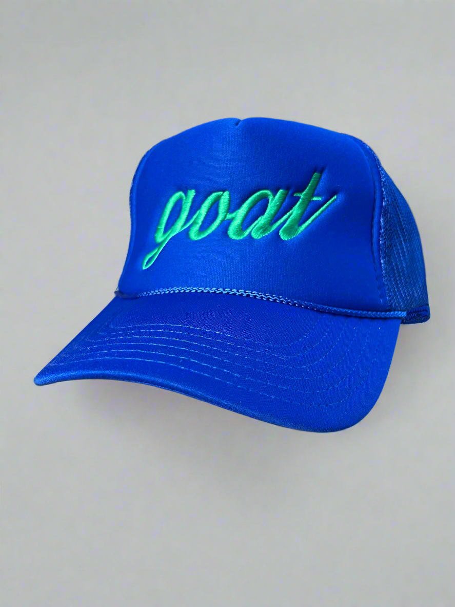 Street Staples Script Blue & Green Embroidered Snapback Trucker Hat