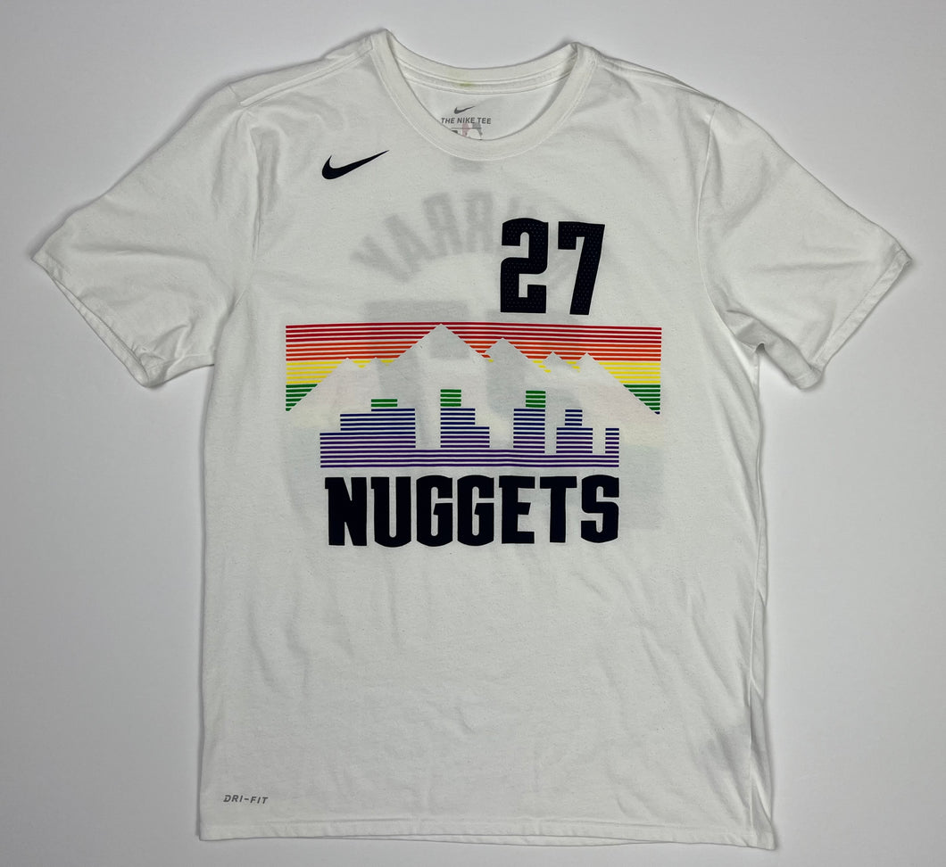 Men’s White Pre-Owned Nike NBA Denver Nuggets Jamal Murray #27 Short Sleeve Jersey Tee, Size Large