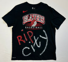 Load image into Gallery viewer, Men’s Pre-Owned Nike Black Custom Painted Portland Trailblazers “Rip City” Short Sleeve Tee, Size XL
