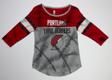 Load image into Gallery viewer, Women’s Pre-Owned NBA Gray/Red Custom Painted Portland Trailblazers 3/4 Sleeve Tee, Size Small
