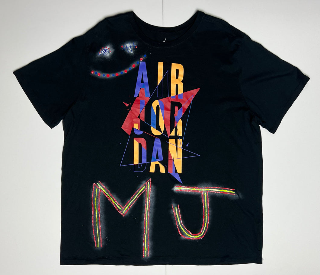 Men’s Pre-Owned Black Nike Michael Jordan Custom Painted Short Sleeve Tee, Size 3XL