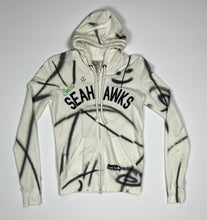 Load image into Gallery viewer, Women’s Pre-Owned Custom Painted White ‘47 NFL Seattle Seahawks Full Zip Hoodie, Size Small
