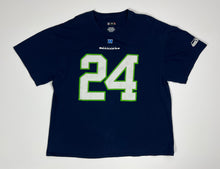 Load image into Gallery viewer, Men’s Blue Pre-Owned NFL Seattle Seahawks Marshawn Lynch #24 Short Sleeve Jersey Tee, Size XXL
