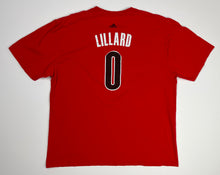 Load image into Gallery viewer, Men’s Pre-Owned Red adidas Portland Trailblazers Damian Lillard Short Sleeve Jersey Tee, Size XXL
