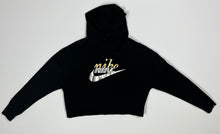 Load image into Gallery viewer, Women’s Black, Gold &amp; Silver Pre-Owned Nike Rally Sportswear Cropped Hoodie, Size Medium
