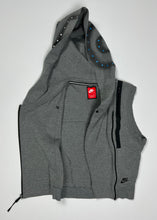 Load image into Gallery viewer, Women’s Pre-Owned Gray &amp; Black Custom Painted Nike Tech Fleece Cape Hooded Vest, Size Small
