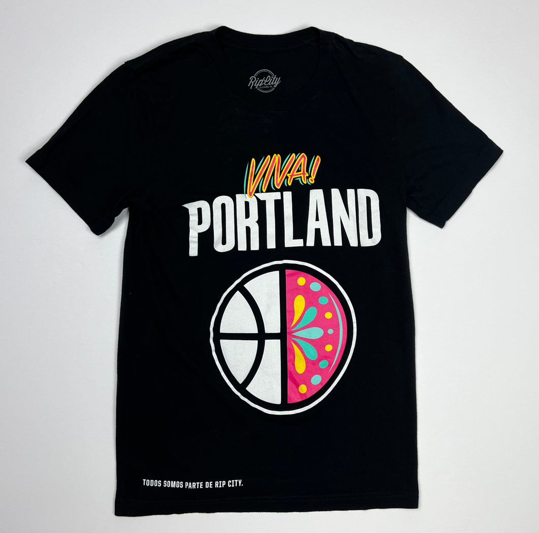 Women’s Pre-Owned Black Rip City Clothing Co. Portland Trailblazers “Viva Portland” Short Sleeve Tee, Size Medium (See Measurements)