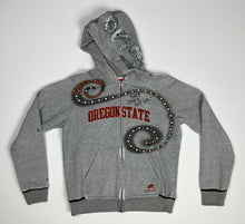 Load image into Gallery viewer, Women’s Pre-Owned Nike Oregon State University Beavers Custom Painted Gray Full Zip Hooded Jacket, Size Medium
