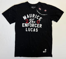 Load image into Gallery viewer, Men’s Pre-Owned Portland Gear Black Custom Painted Portland Trailblazers Maurice “The Enforcer” Lucas Short Sleeve Tee, Size Medium
