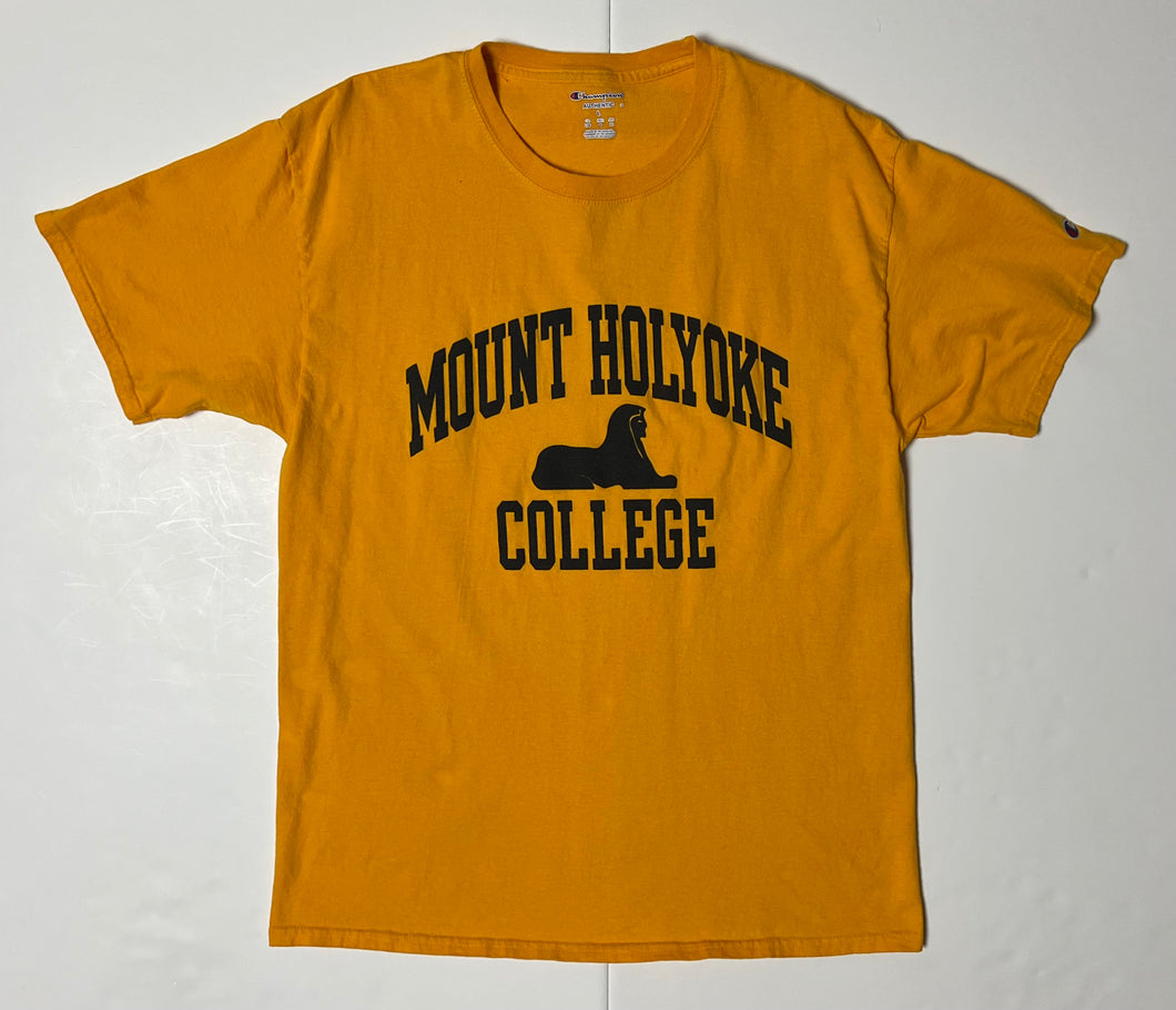 Men’s Pre-Owned Yellow Mount Holyoke University Short Sleeve Tee, Size Large