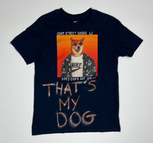 Load image into Gallery viewer, Men’s Custom Painted Pre-Owned Blue Nike Shiba Inu Dog Graphic Short Sleeve Tee, Size Medium
