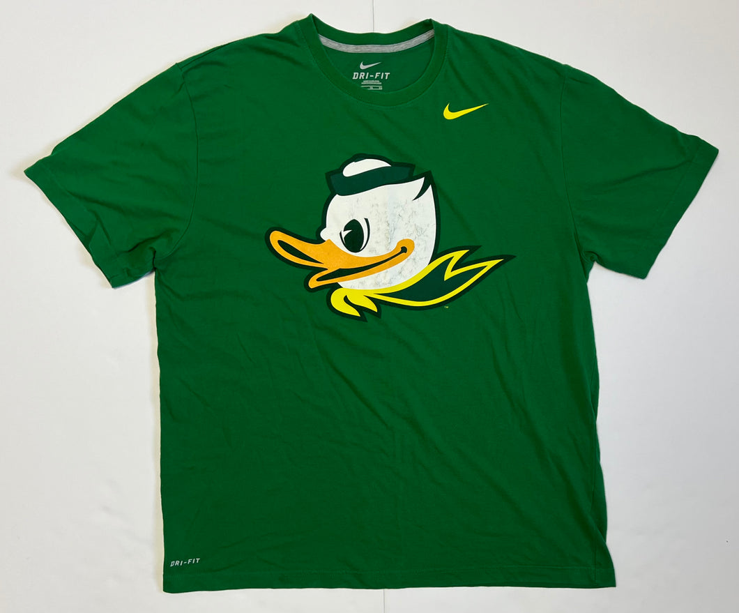 Men’s Pre-Owned Green Nike University Of Oregon 2011 Ducks Football “2,790” Short Sleeve Tee, Size XL