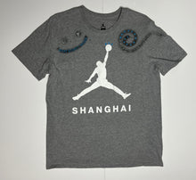 Load image into Gallery viewer, Men’s Pre-Owned Gray Nike Michael Air Jordan “Shanghai” Custom Painted Short Sleeve Tee, Size Large
