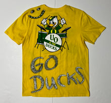 Load image into Gallery viewer, Men’s Pre-Owned Yellow Nike University Of Oregon Ducks Custom Painted “You Make Me Wanna Shout” Short Sleeve Tee, Size Medium
