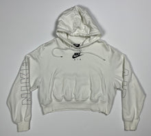 Load image into Gallery viewer, Women’s White &amp; Black Pre-Owned Nike Air Cropped Hoodie, Size Small
