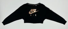 Load image into Gallery viewer, Women’s Black &amp; Gold Pre-Owned Nike Air Rally Metallic Full Back Zip Cropped Long Sleeve Sweatshirt, Size XS
