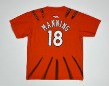 Load image into Gallery viewer, Women’s Pre-Owned Custom Painted Orange NFL Denver Broncos Payton Manning #18 Short Sleeve Jersey Tee, Size Large
