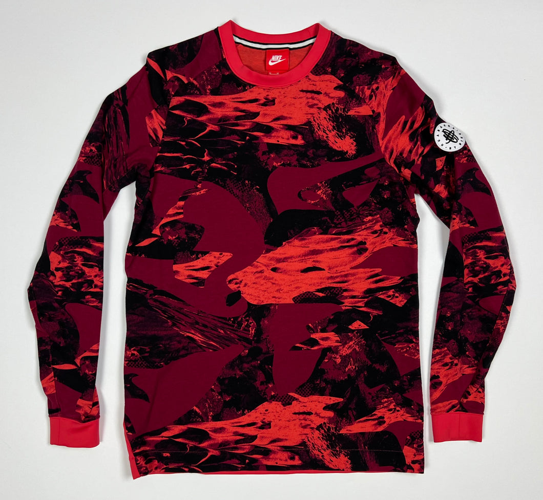 Women’s Rare Pre-Owned Nike, “Huarache By Nike” Red Printed Long Sleeve Shirt, Size Medium