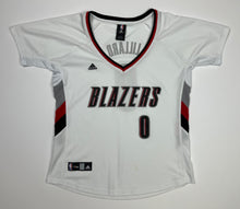 Load image into Gallery viewer, Women’s Pre-Owned White adidas NBA Portland Trailblazers Damian Lillard #0 Short Sleeve Jersey, Size XL
