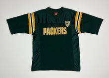 Load image into Gallery viewer, Youth Green Pre-Owned NFL Green Bay Packers “1921” Short Sleeve Jersey Style Shirt With Patches, Size Youth Large (14/16)
