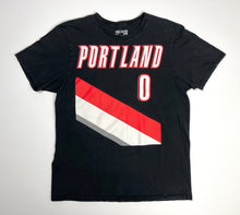 Load image into Gallery viewer, Men’s Pre-Owned Black adidas Portland Trailblazers Damian Lillard Short Sleeve Jersey Tee, Size Large
