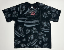 Load image into Gallery viewer, Men’s Pre-Owned Black Nike Michael Jordan Air Jordan 3 Multi Shoe Custom Painted Short Sleeve Tee, Size XL
